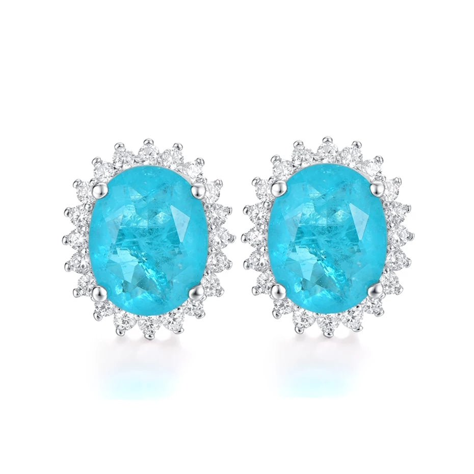 pendientes de Paraiba Tourmalina en Plata rodiada - curacionholistica