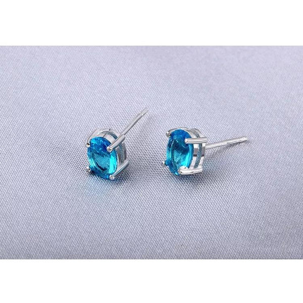 Pendientes de Topacio Azul Tratada en plata rodiada - curacionholistica