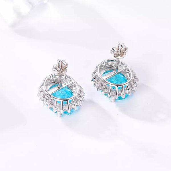 pendientes de Paraiba Tourmalina en Plata rodiada - curacionholistica