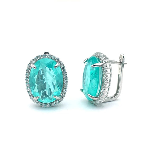 PENDIENTES DE PARAIBA TOURMALINA EN PLATA RODIADA - curacionholistica