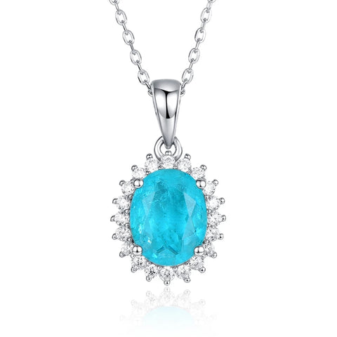 Colgante de Paraiba Tourmaline en plata con la cadena. - curacionholistica