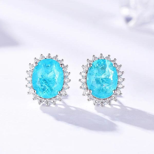 pendientes de Paraiba Tourmalina en Plata rodiada - curacionholistica