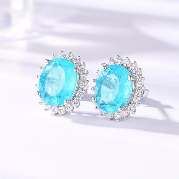 pendientes de Paraiba Tourmalina en Plata rodiada - curacionholistica