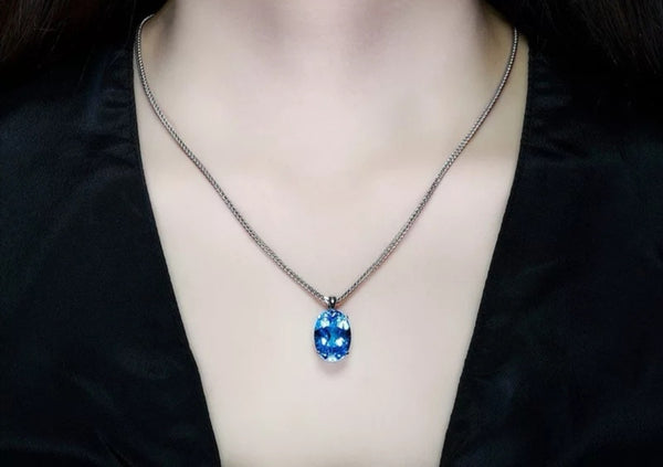 Conjunto de Topacio Azul en Plata rodiada - curacionholistica