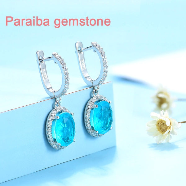 PENDIENTES DE PARAIBA TOURMALINA EN PLATA RODIADA - curacionholistica