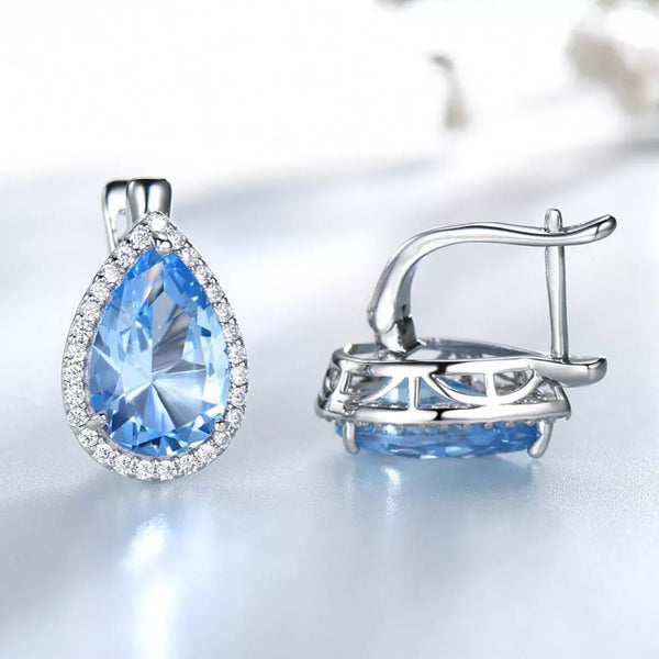 Pendientes de Topacio Azul en Plata rodiada. - curacionholistica